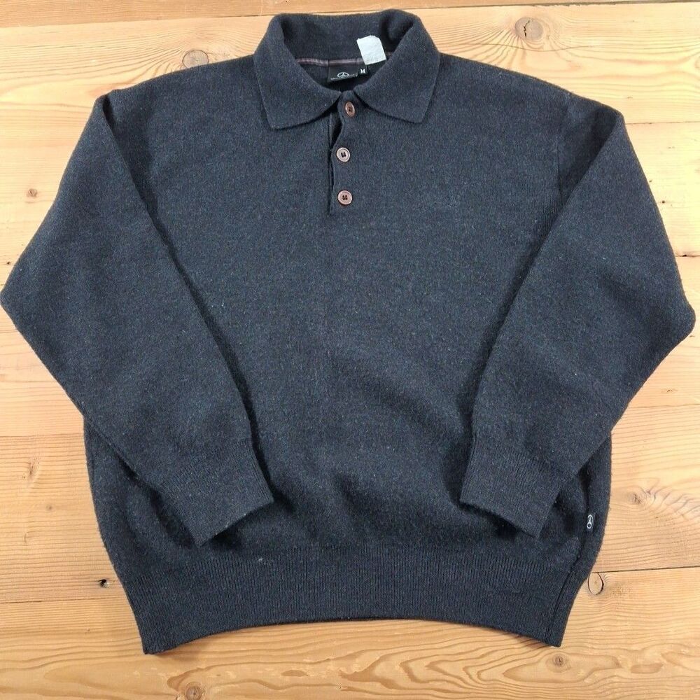 Mercedes-benz 100% Merino Wool  Sweater Mens Mefium Black